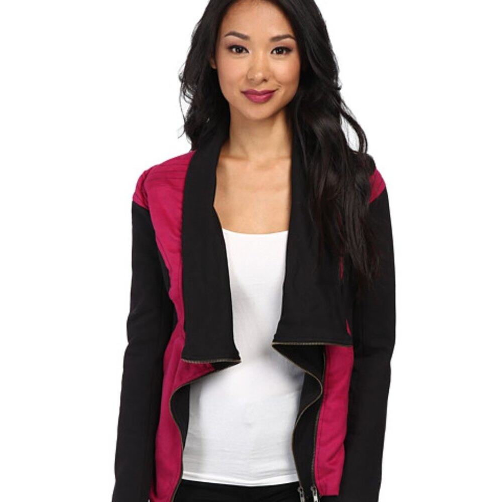 KAS New York pink and‎ black Moto jacket NWT, small
